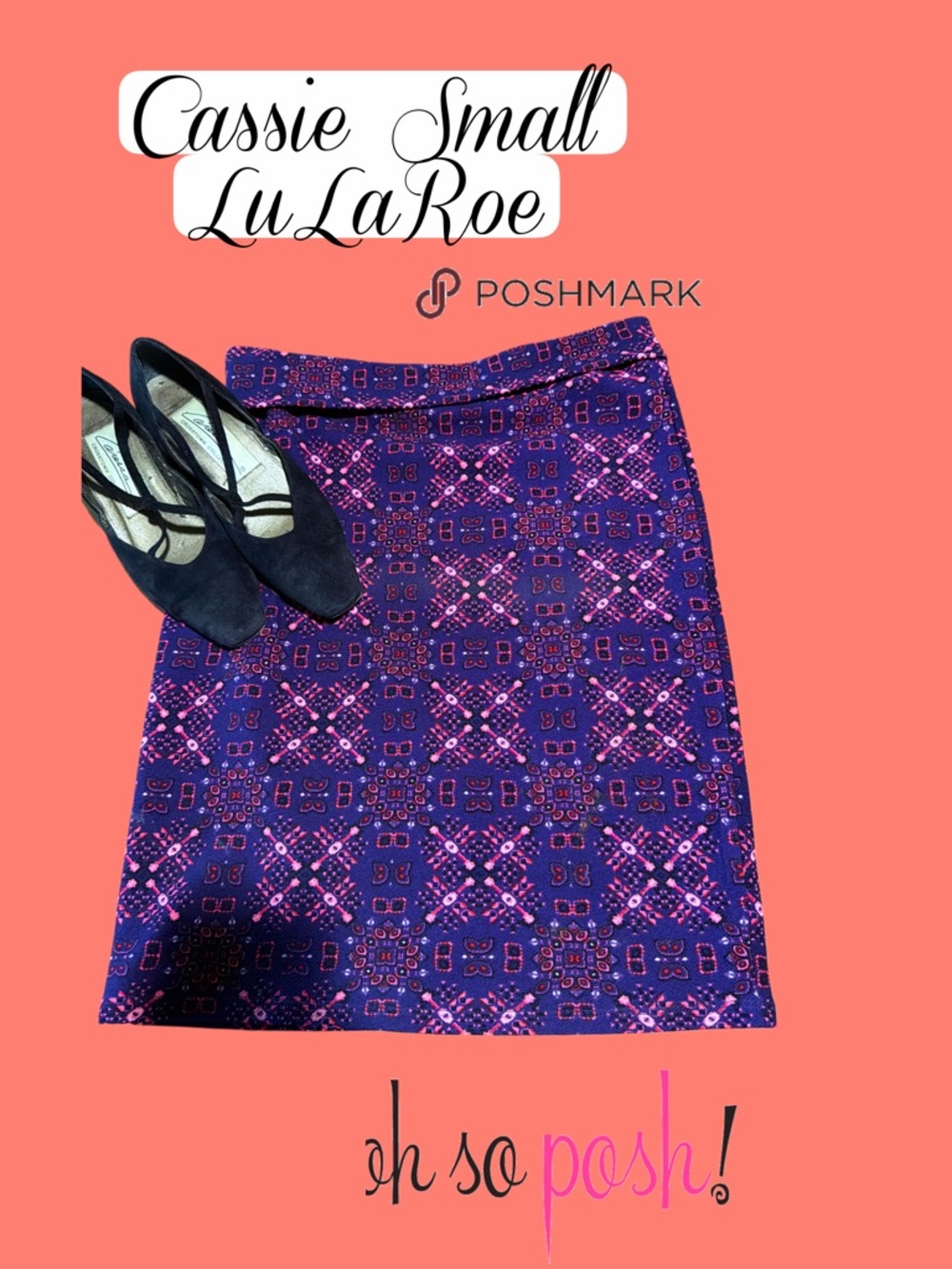 LuLaRoe Cassie Pencil Skirt in Purple and Pink Geo
